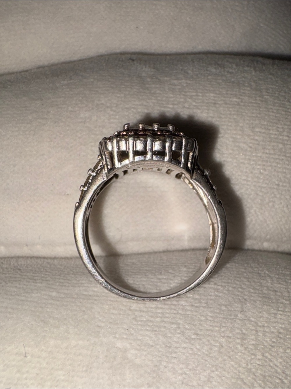 JTV Sterling Silver Rose Gold Double Halo Cluster Ring with Lab Diamonds - Picture 5 of 7